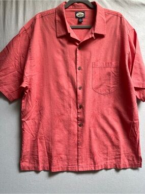 Tommy Bahama Tonal Palm Tree Tropical Camp Shirt Short Sleeve Button Up Large